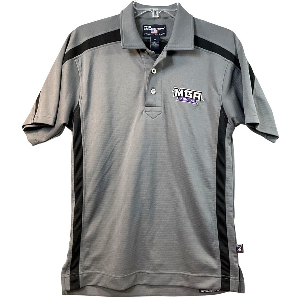 MGA Knights Polo Shirt Gray Mens XS Pro Celebrity College Logo